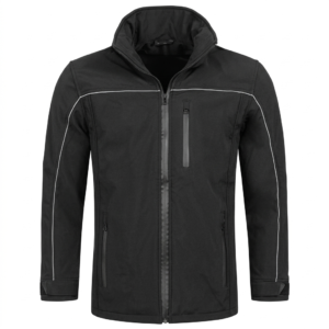 Storm Series-1 Men’s Black Softshell Jacket – Reflective Safety Workwear with Contrast Trim