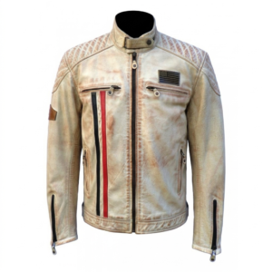 Vector Vapor Men’s Vintage Distressed Leather Cafe Racer Jacket – Retro Moto Biker Style